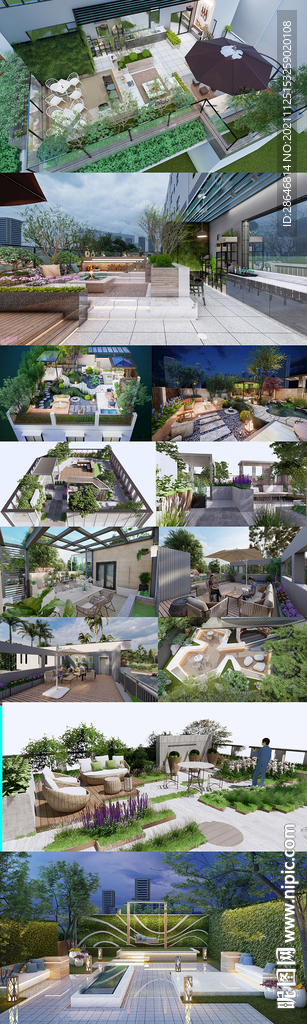 现代屋顶花园景观SU模型
