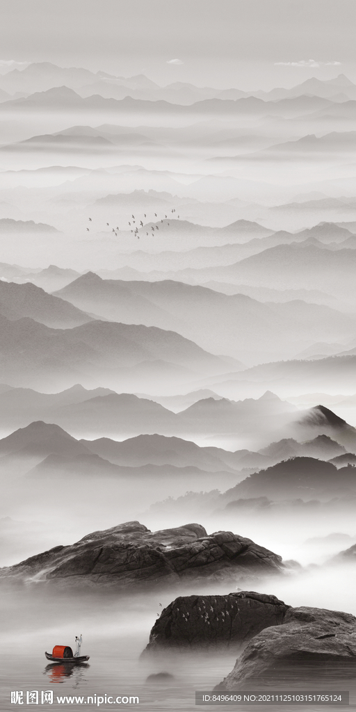 竖幅山水画