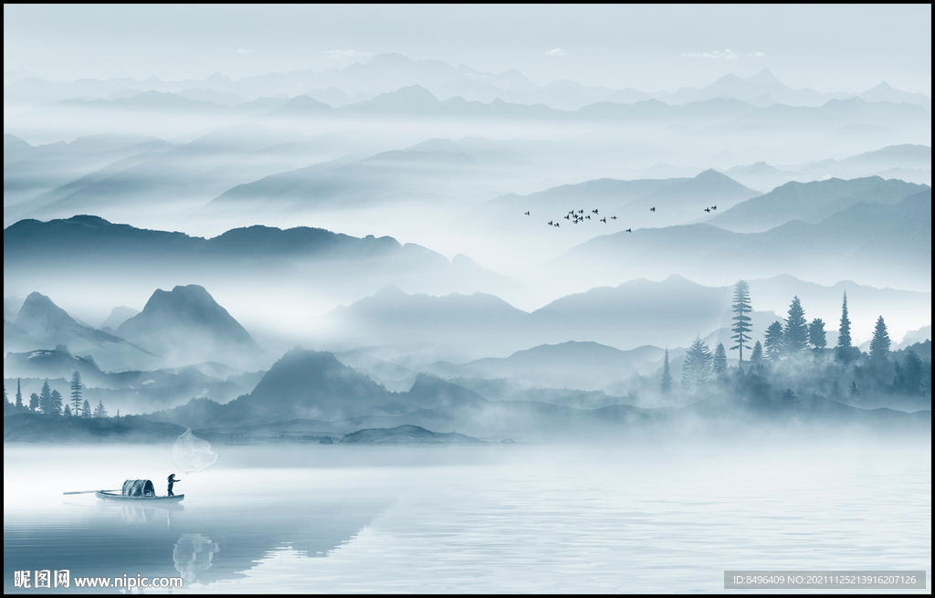 中国风意境山水背景