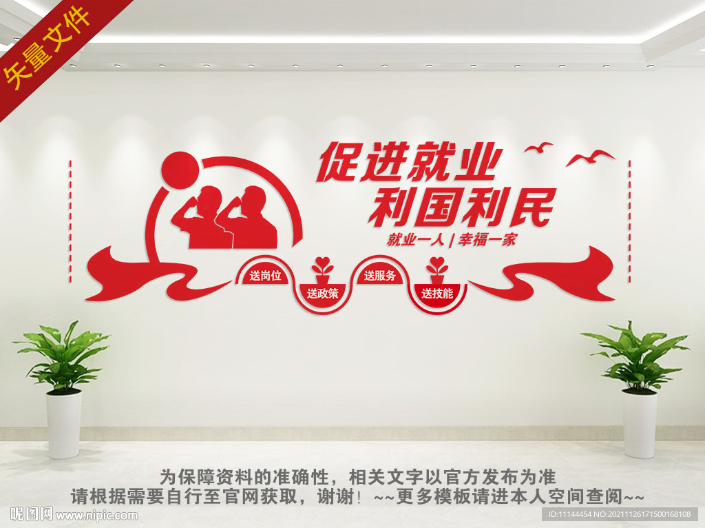促进就业文化墙