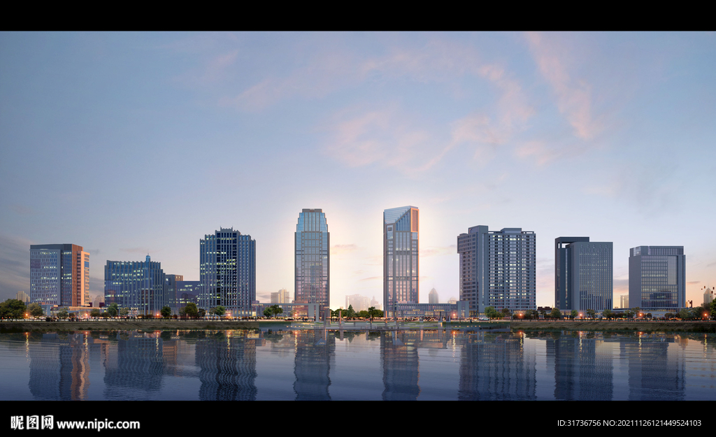 夜景沿水建筑