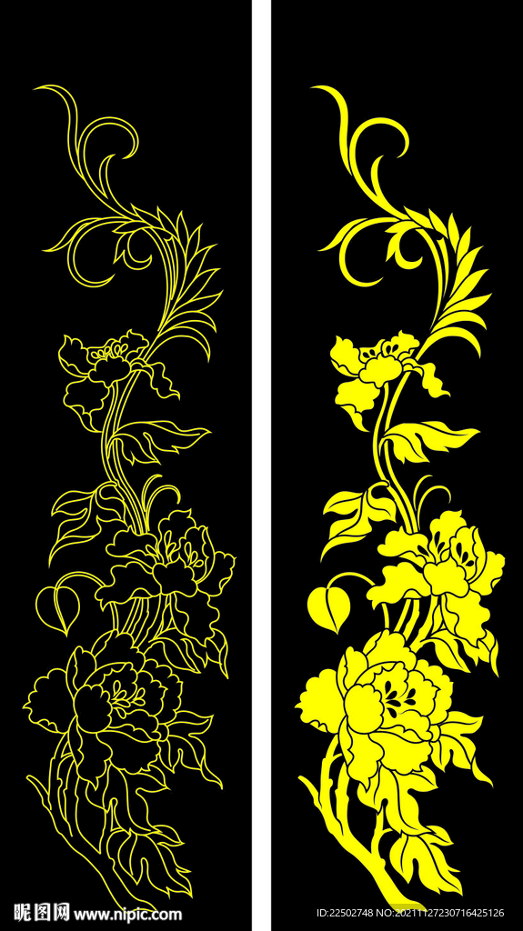 牡丹花条幅图案