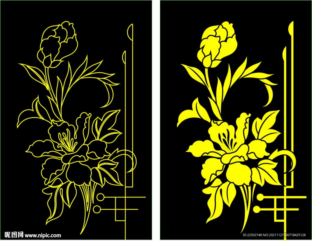 牡丹花矢量图案