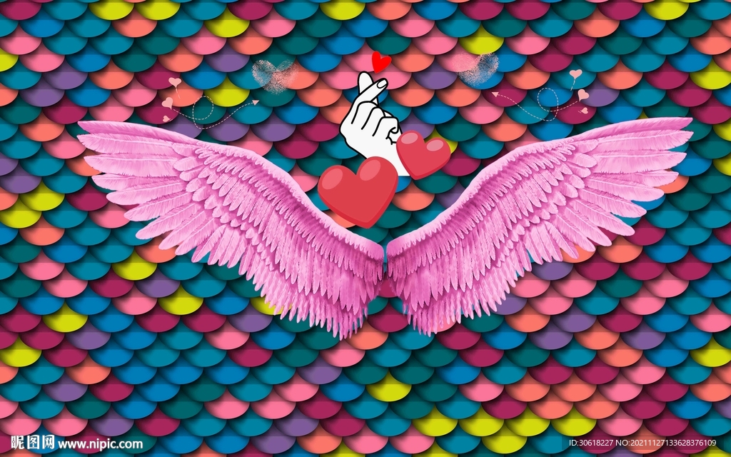 网红翅膀打卡背景墙      