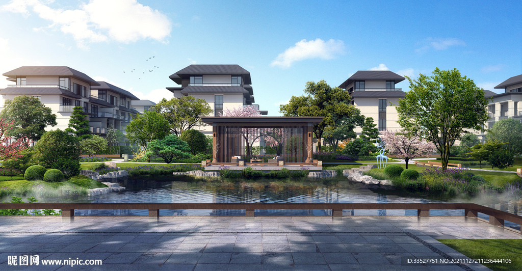 新中式别墅景观节点图片