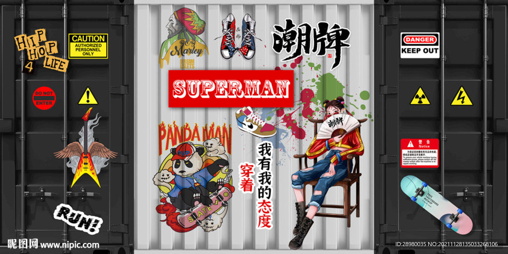 潮牌服装背景墙