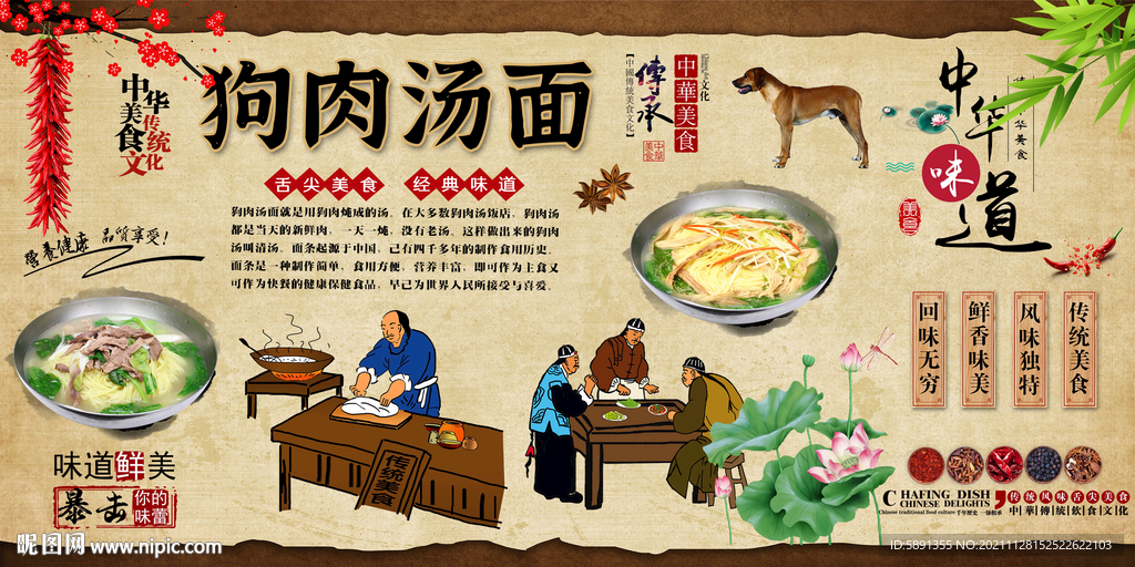 狗肉汤面背景墙