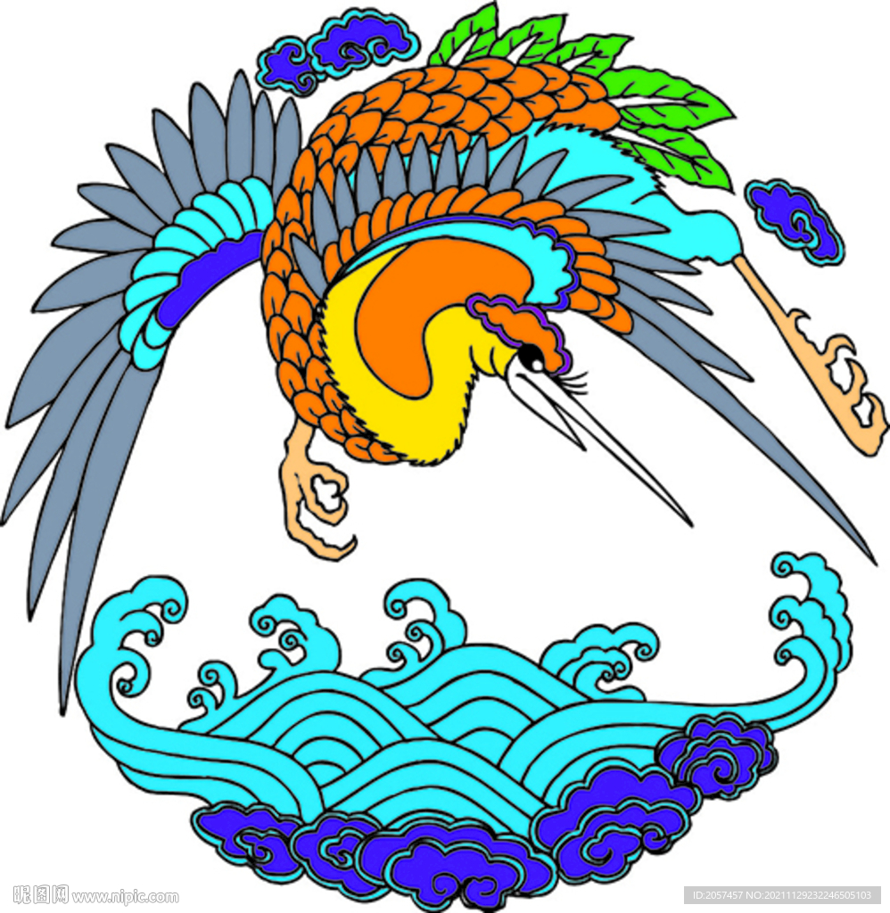 云纹仙鹤水