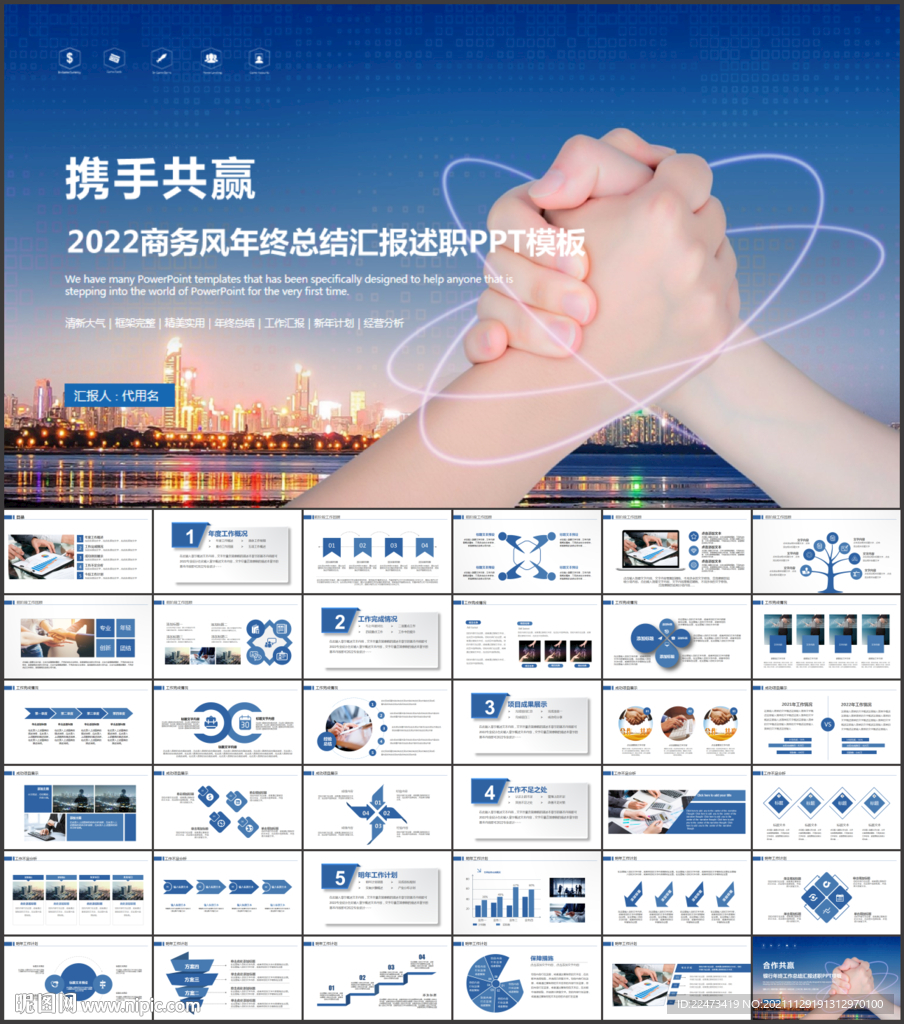 2022商务风年终总结汇报模板