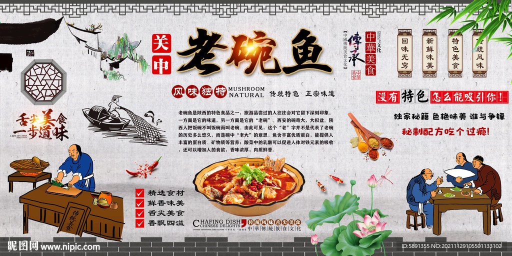 老碗鱼背景墙