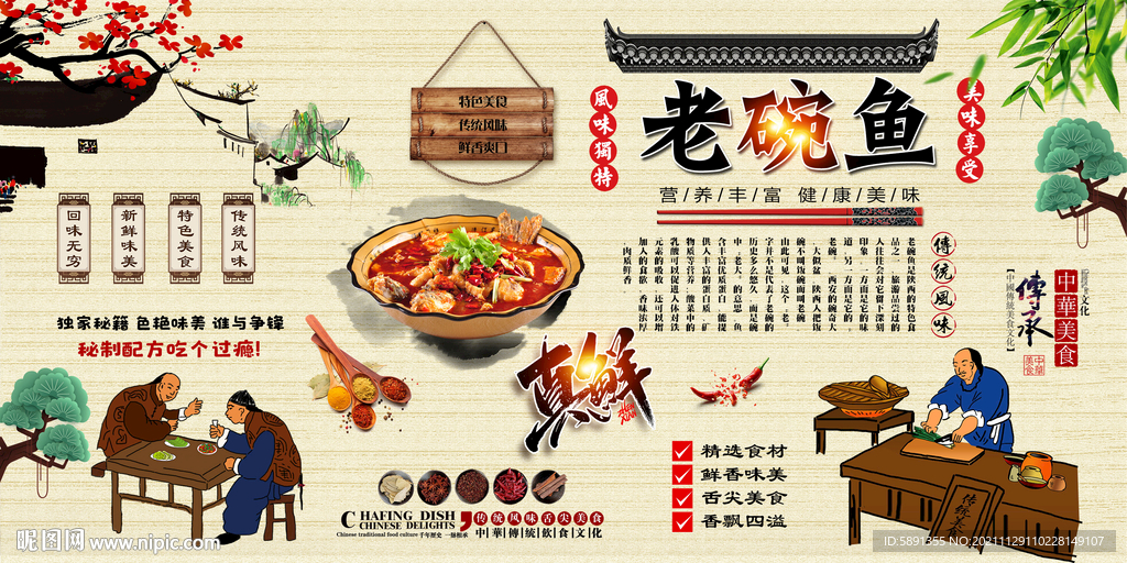 老碗鱼背景墙
