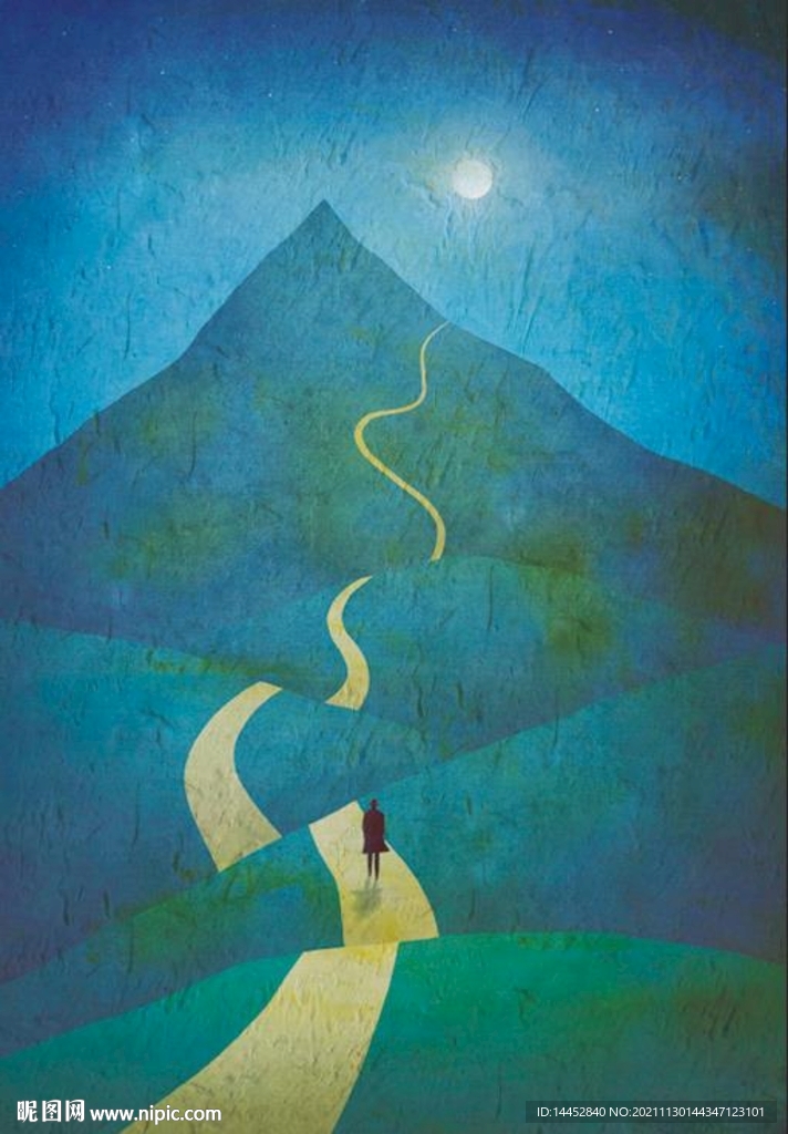 抽象 油画 手绘 装饰画 山路