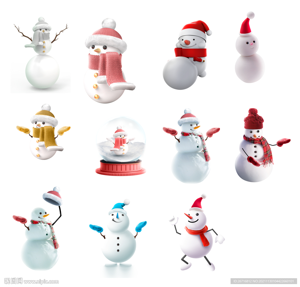 圣诞 雪人 下雪 玻璃球