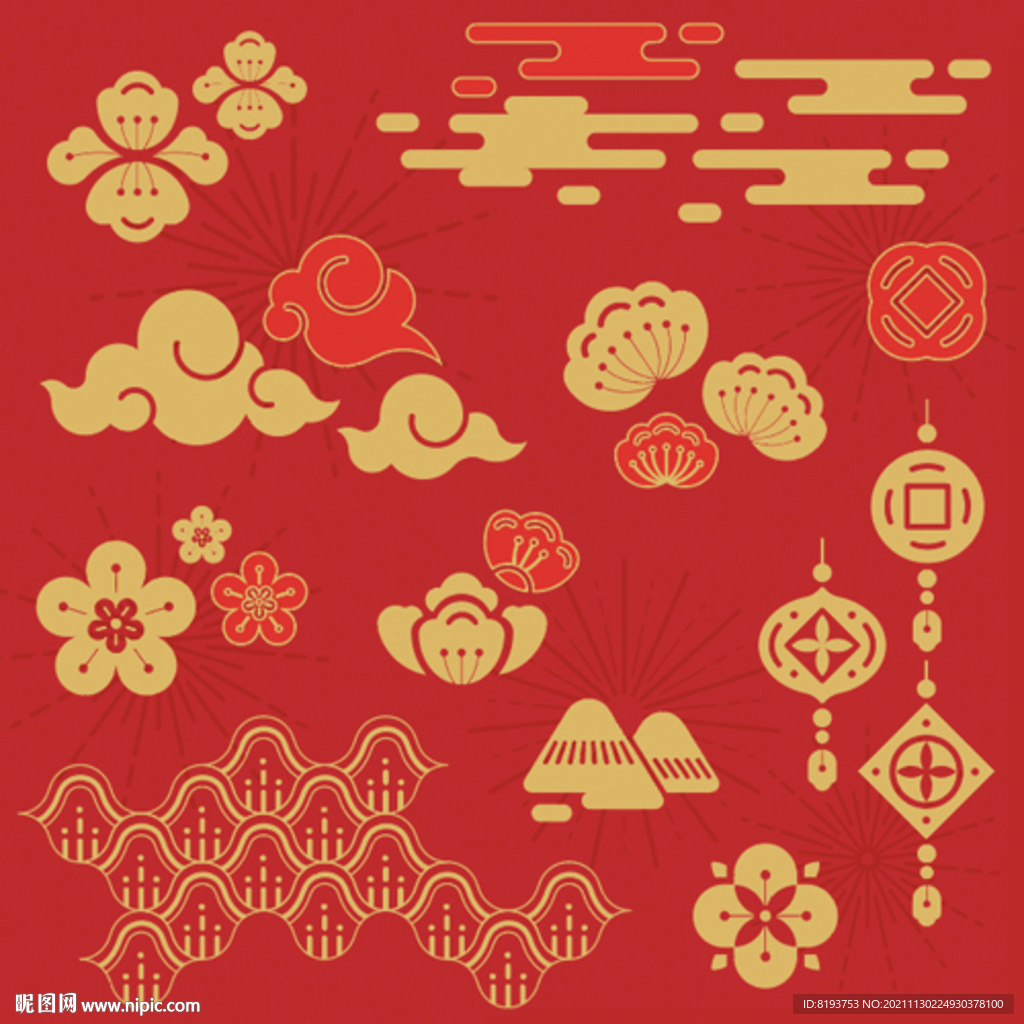 春节新年喜庆背景矢量元素图片