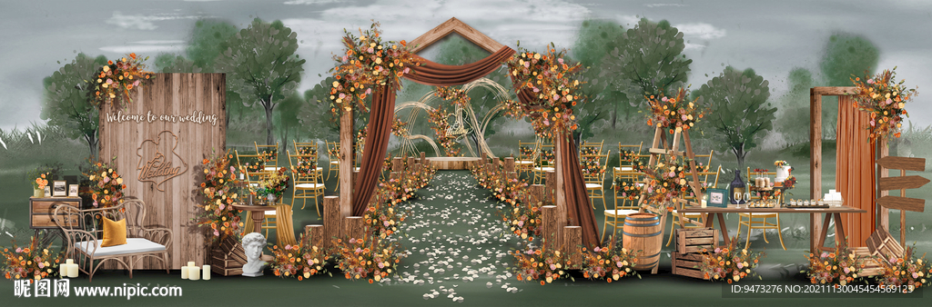 秋色系婚礼仪式区