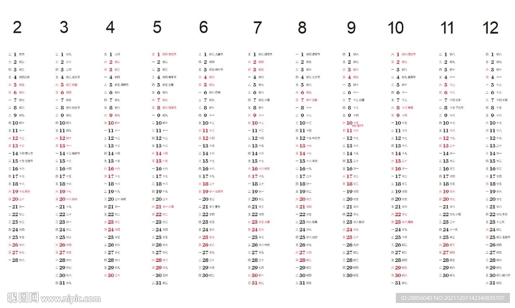 2022年虎年竖版日历