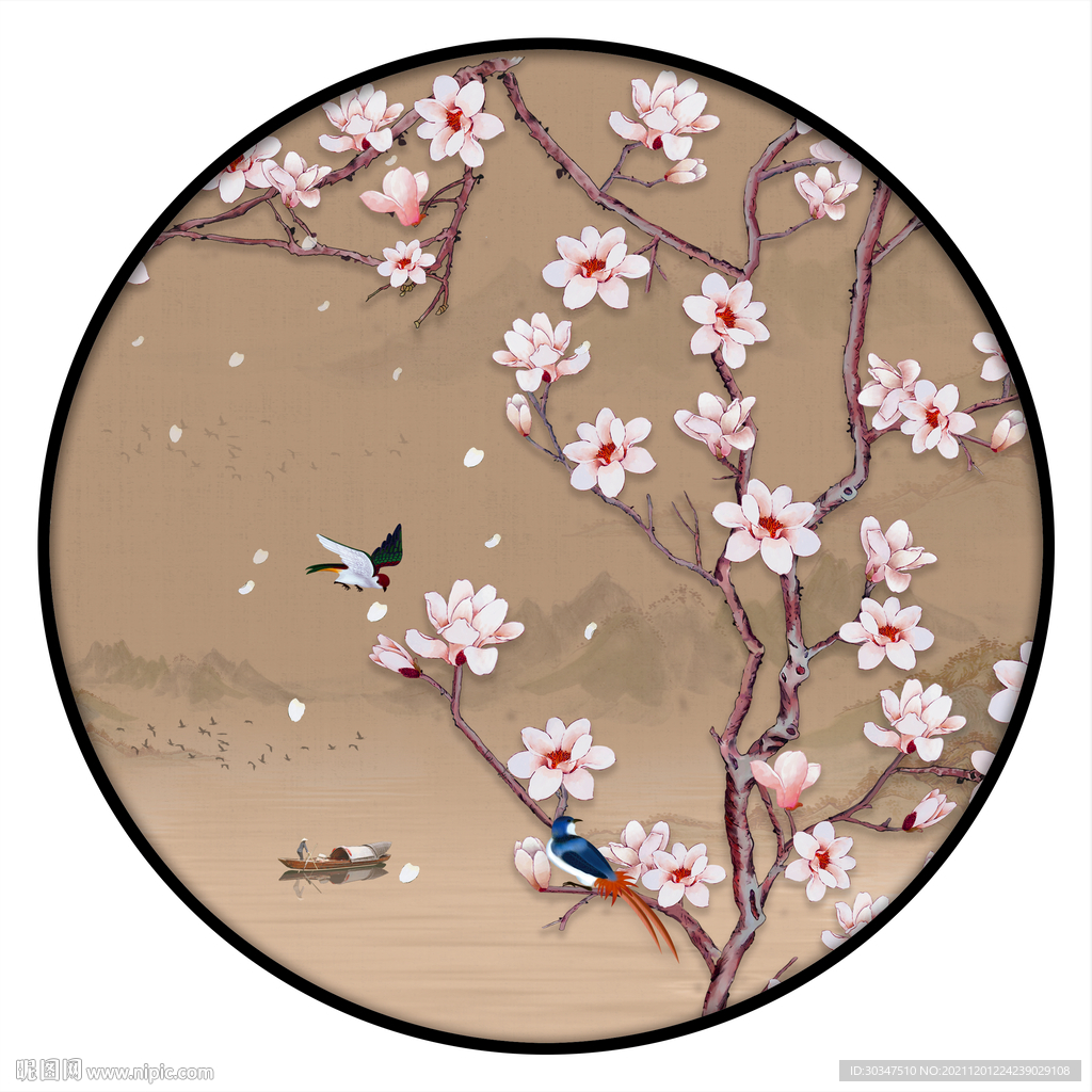 中式工笔花鸟客厅装饰画