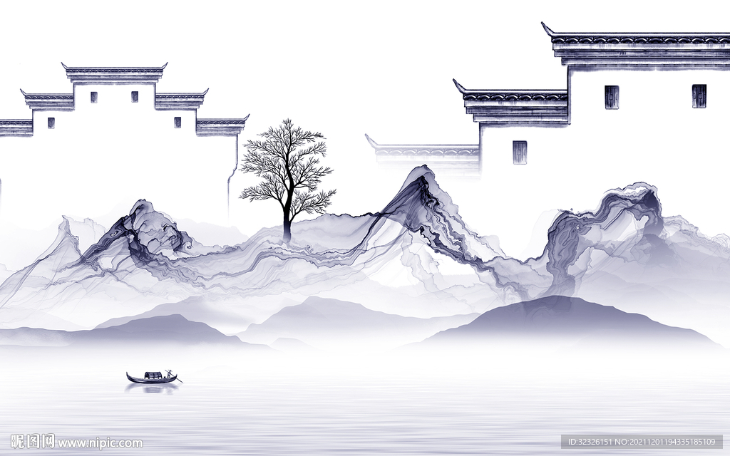 中国风意境山水 tif分层画 设计图__无框画_环境设计_设计图库_昵图网