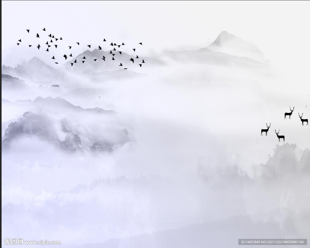 水墨   山水 小鸟 鹿 