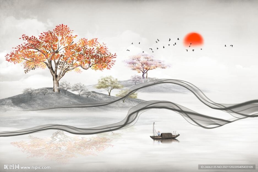 江南水墨背景墙