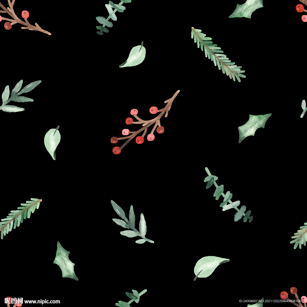 水彩植物叶子无缝