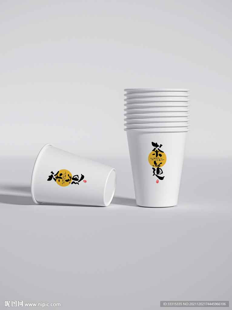 日式手书logo纸杯样机