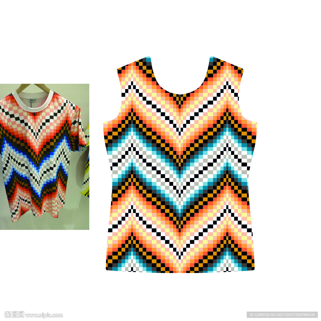 数码扎染手绘条纹印花