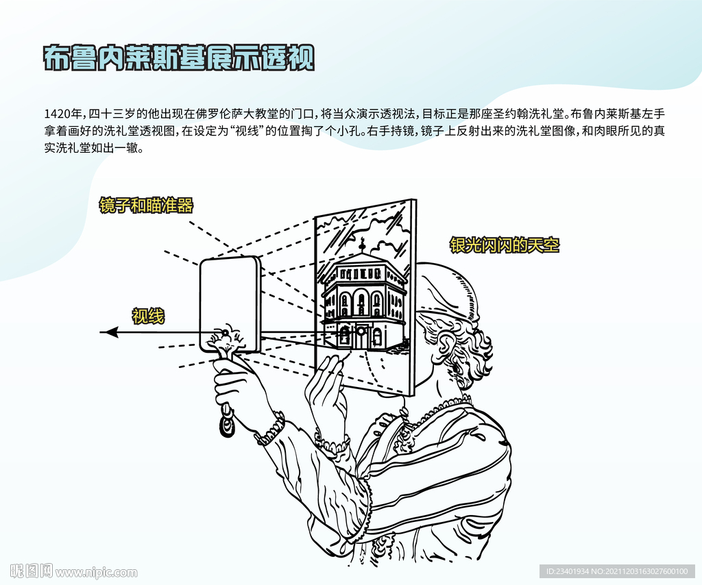 洗礼堂透视图消失点光学手绘矢量