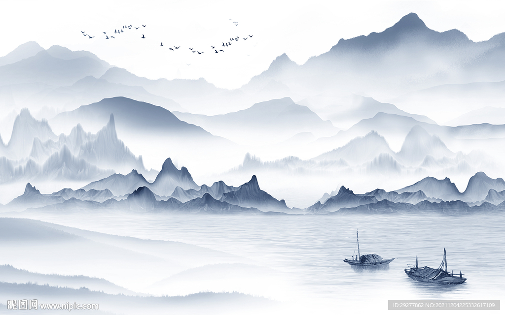 最新 山水无框新画 tif分层