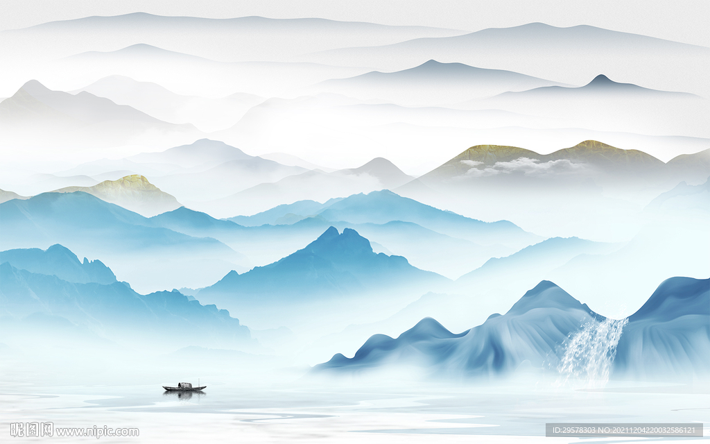 新款i新意境山水画 TIF分层