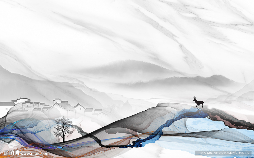 爵士白客厅爆款山水 TIF文件