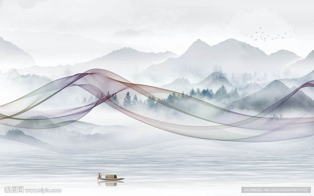 简约意境客厅山水 TIF文件