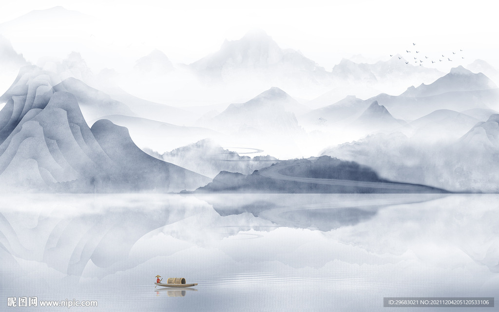 中式 意境客厅山水 TIF文件