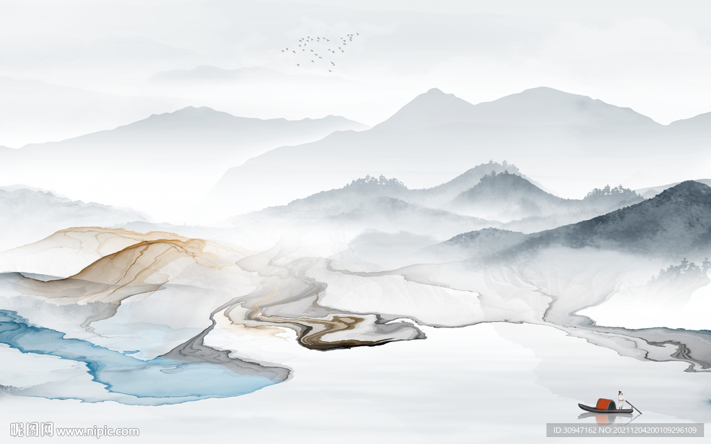 新款客厅意境山水 TIF分层