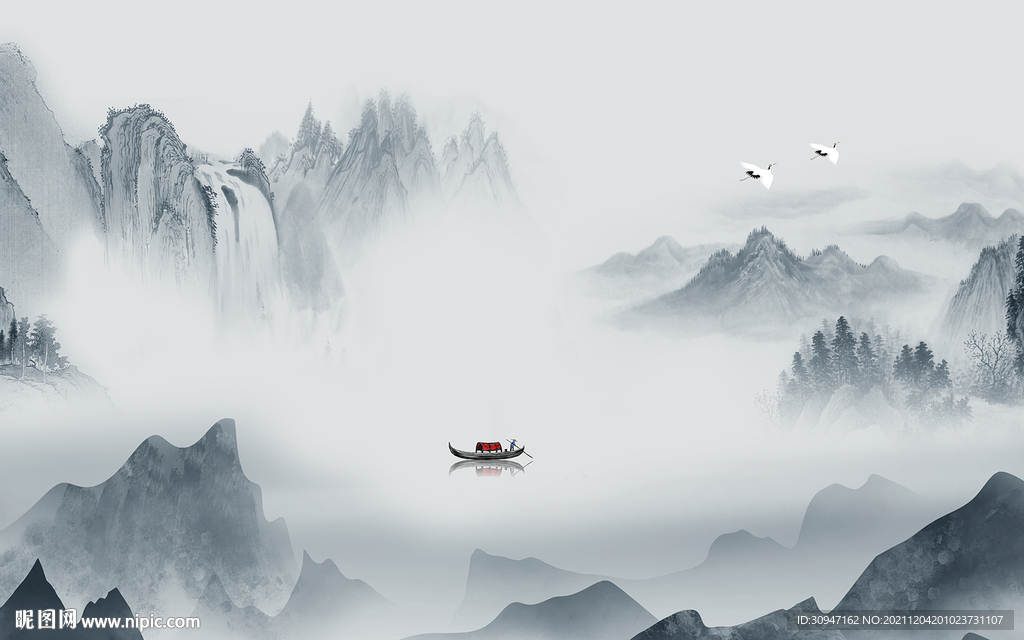 中式客厅意境山水 TIF分层