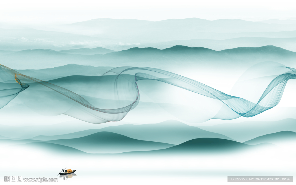 人气 高清墙画山水 TIF分层