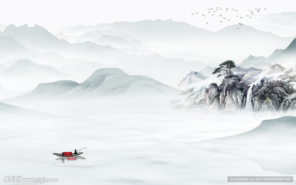 最新高端山水墙画 TIF分层