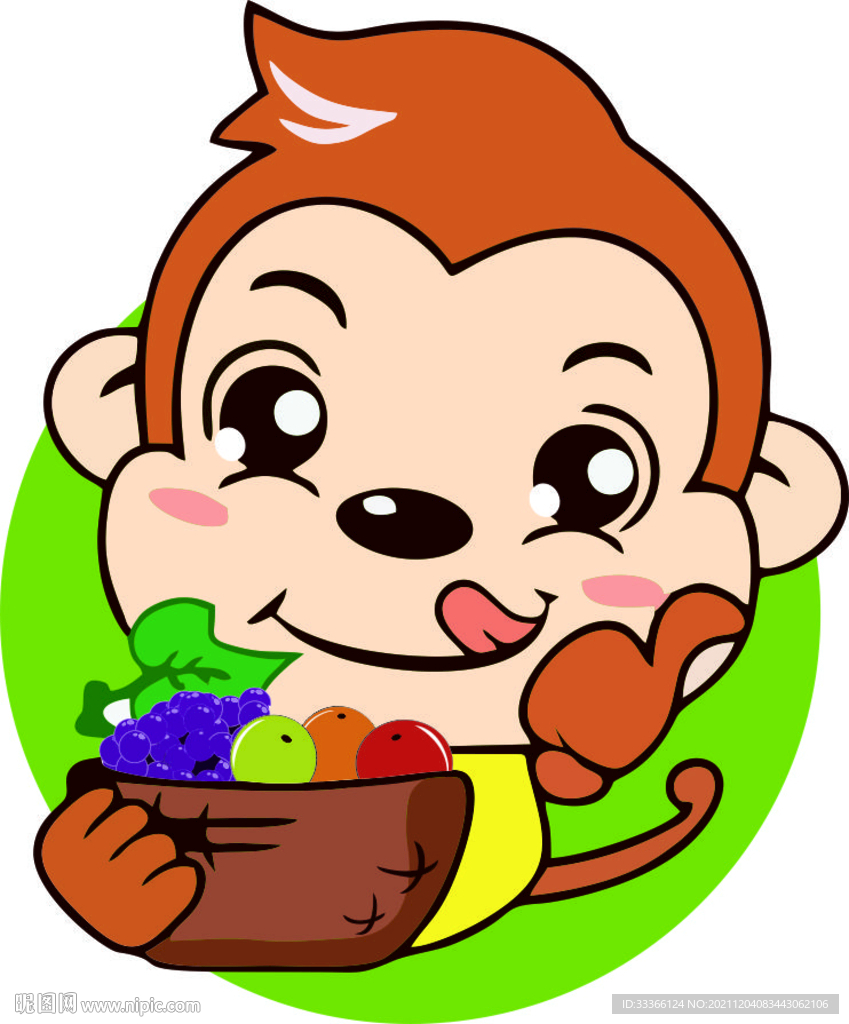 卡通水果猴子