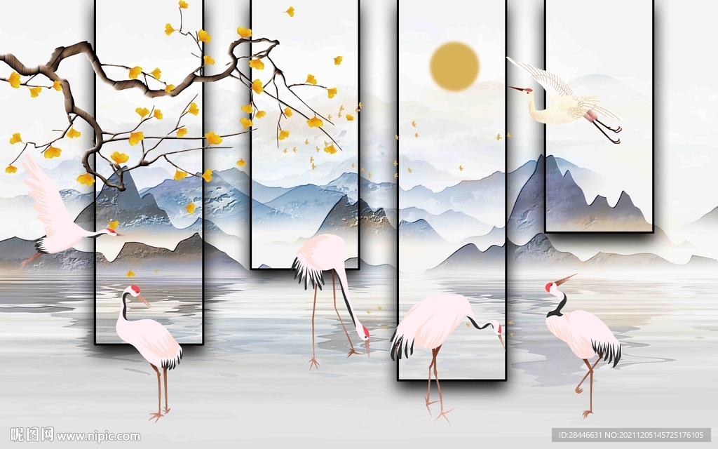 新中式山水背景墙