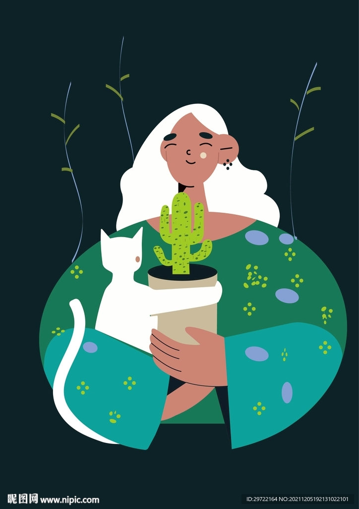 平面插画风女孩