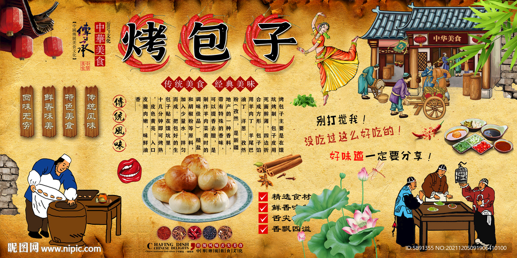 烤包子背景墙