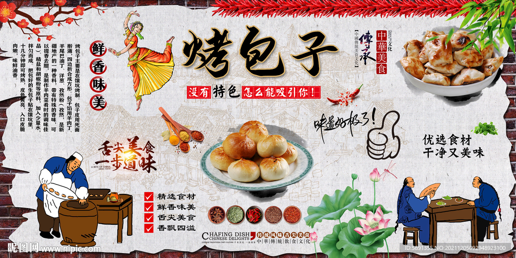烤包子背景墙