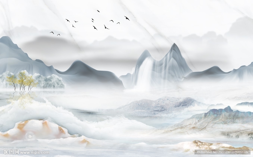 简约新中式背景墙