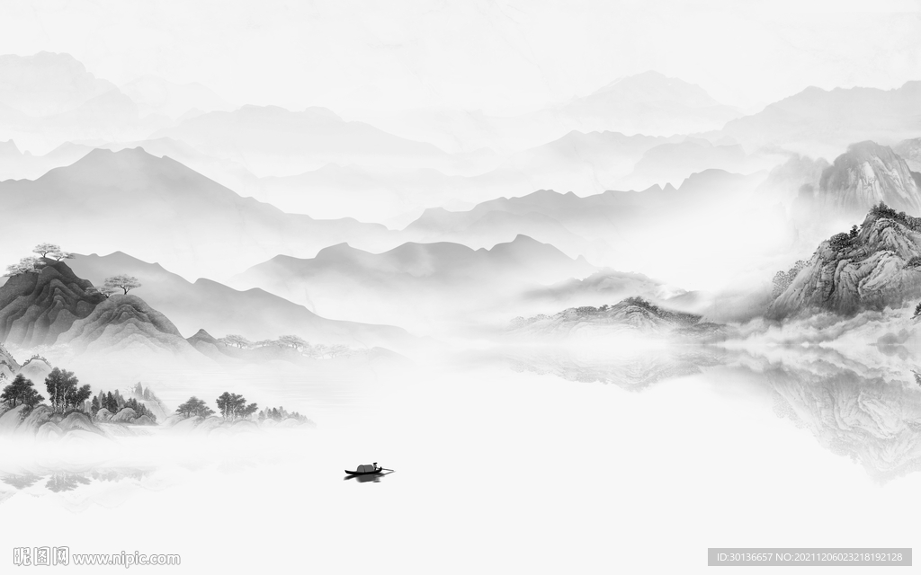 高档简约灰色山水 TIF分层