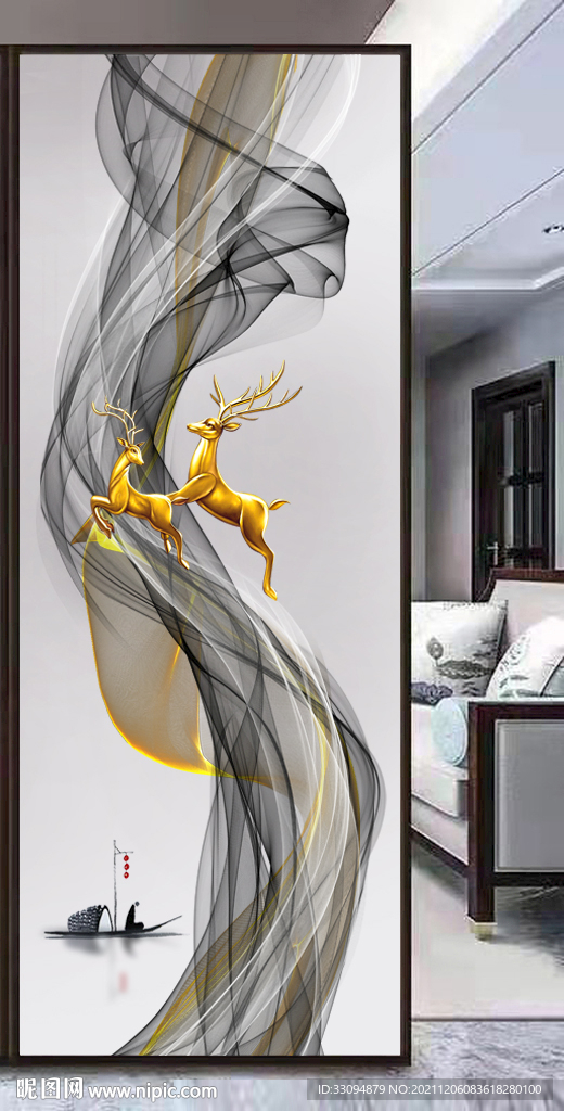 高清分层透明底玄关玻璃打印图