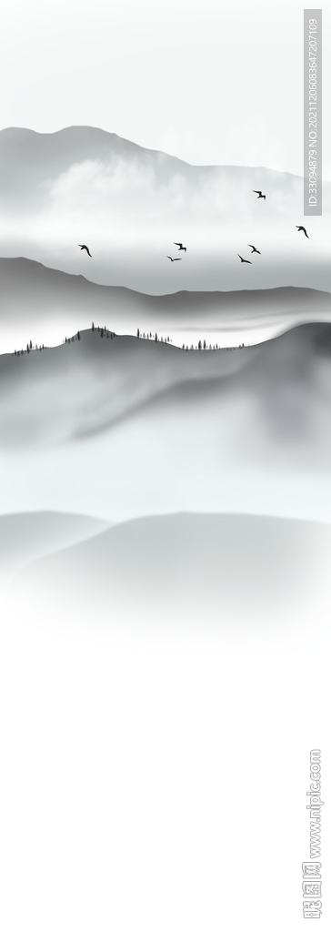 高清分层山水平开门打印图