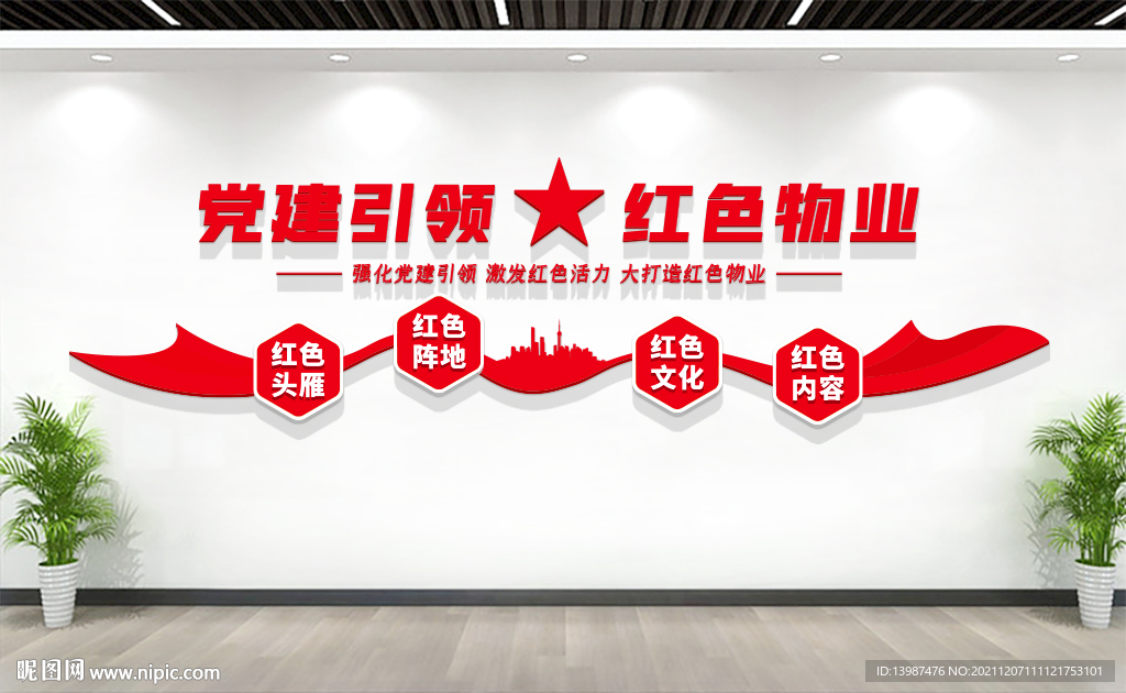 党建引领红色物业文化墙