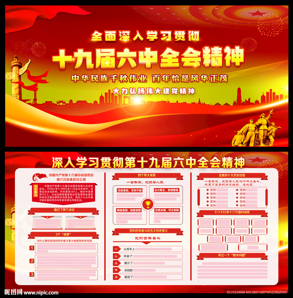 党的十九届六中全会 宣传栏