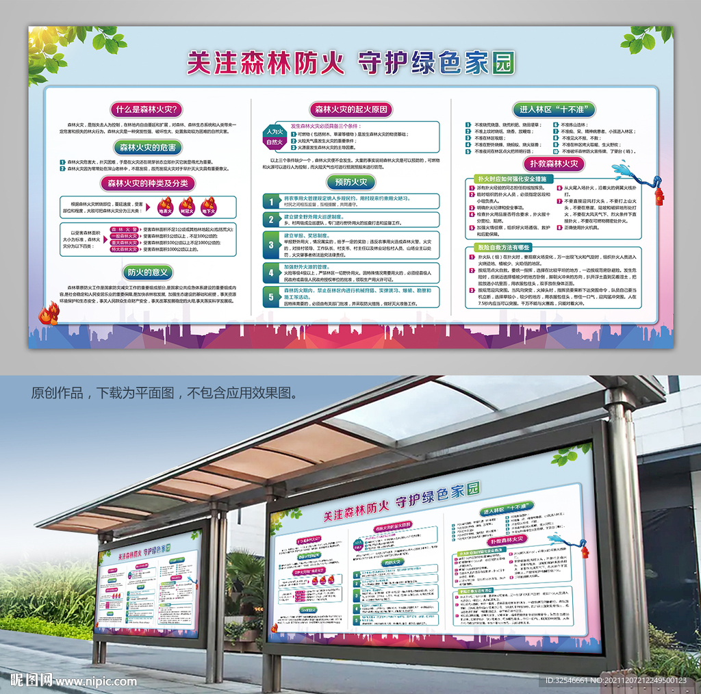 大气森林草原防火知识宣传栏展板
