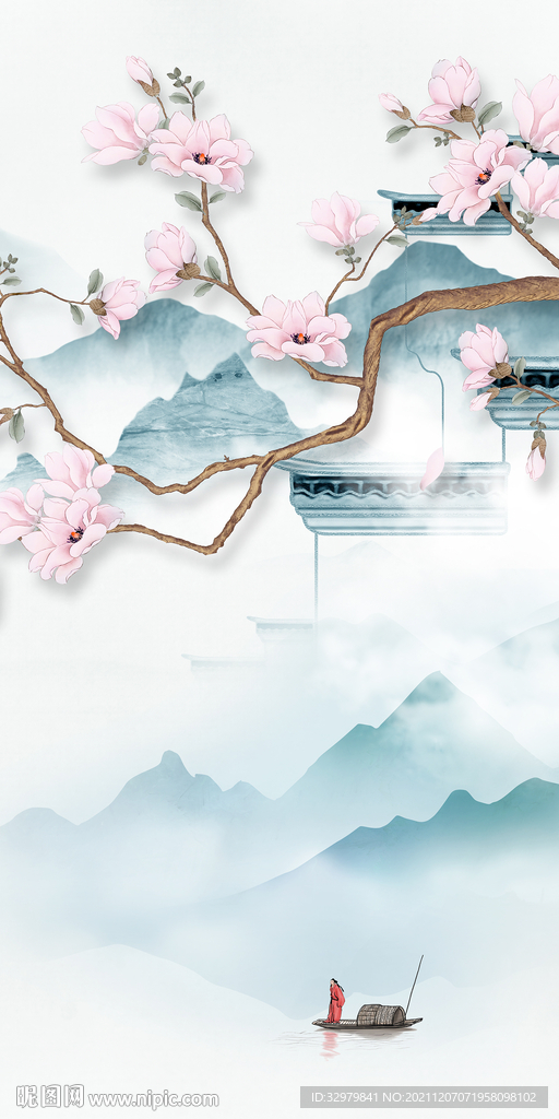 高档玄关山水 TIF分层画 